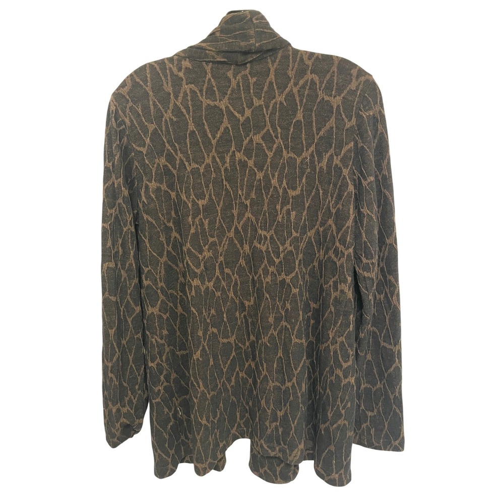Klok Denmark Open Front Cardigan Abstract Brown Wool Blend Artful Minimalist | L - Picture 3 of 4